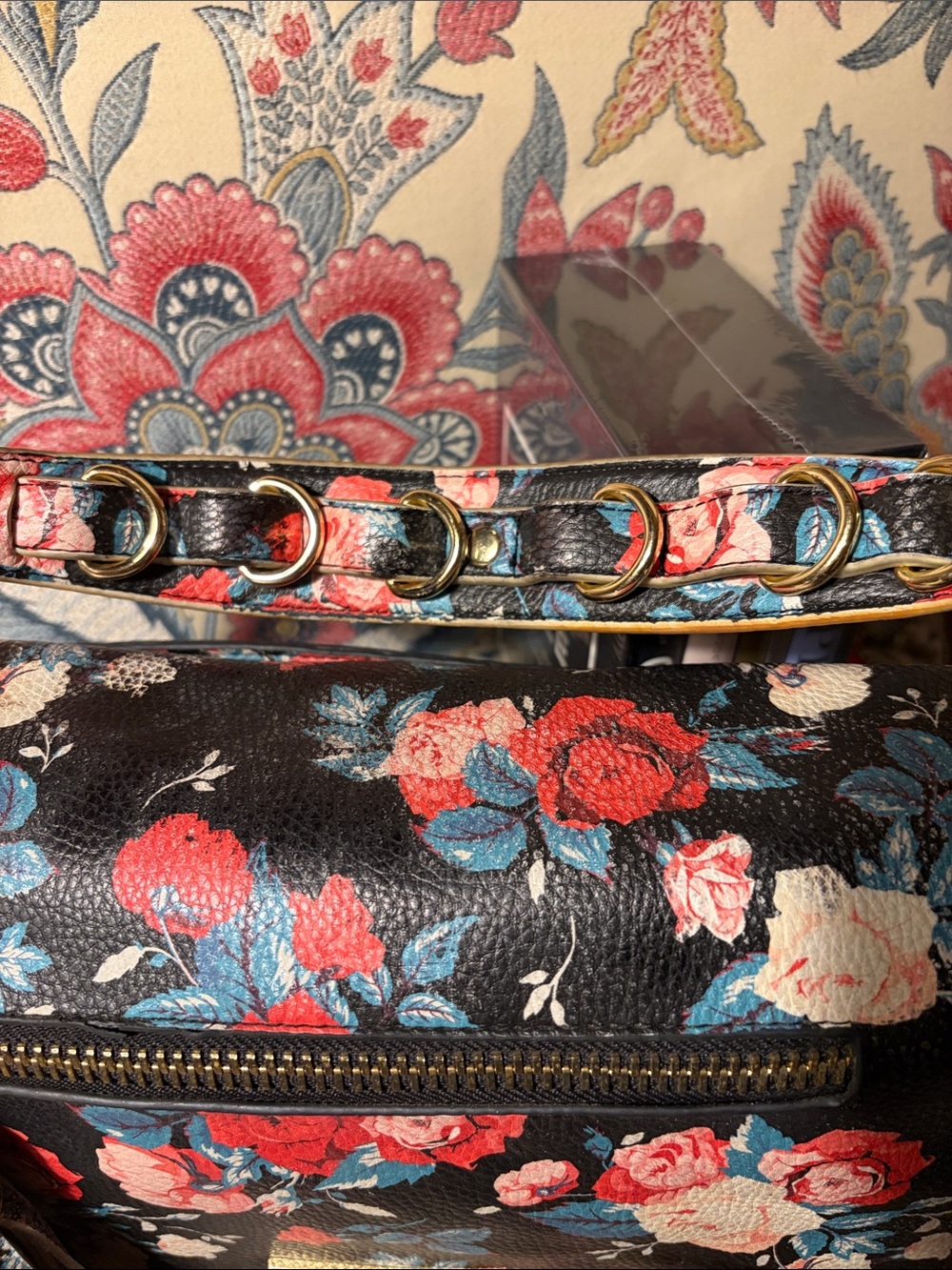 Steve Madden Black Floral Crossbody with Tassel GUC. Call-out- Rubbing - Picture 13 of 13
